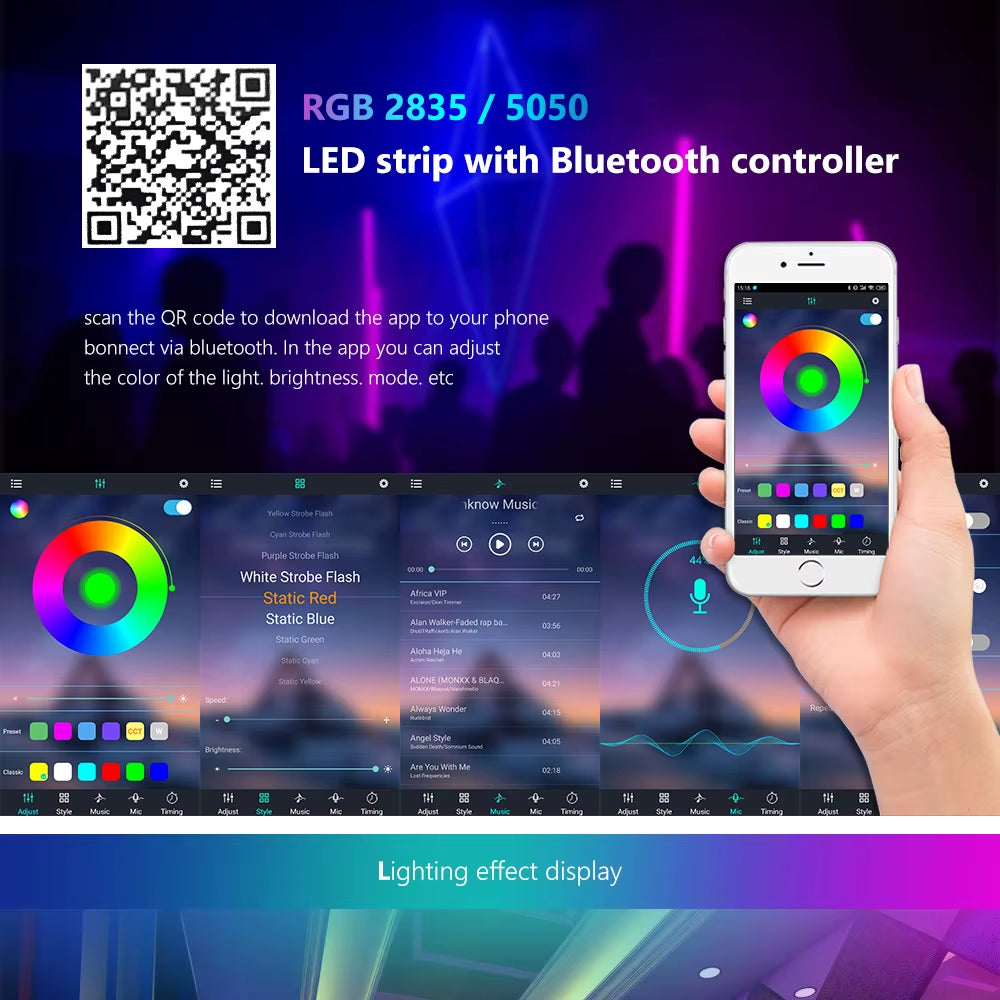 1M-30M USB LED Strip Light Bluetooth RGB 5050 5V RGB Lights Flexible LED Lamp Tape Ribbon TV Desktop Screen Backlight Diode Tape