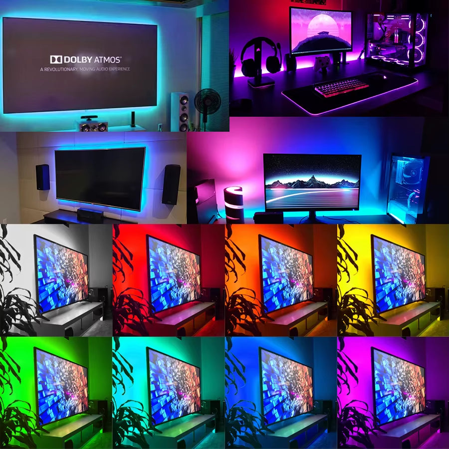 1M-30M USB LED Strip Light Bluetooth RGB 5050 5V RGB Lights Flexible LED Lamp Tape Ribbon TV Desktop Screen Backlight Diode Tape