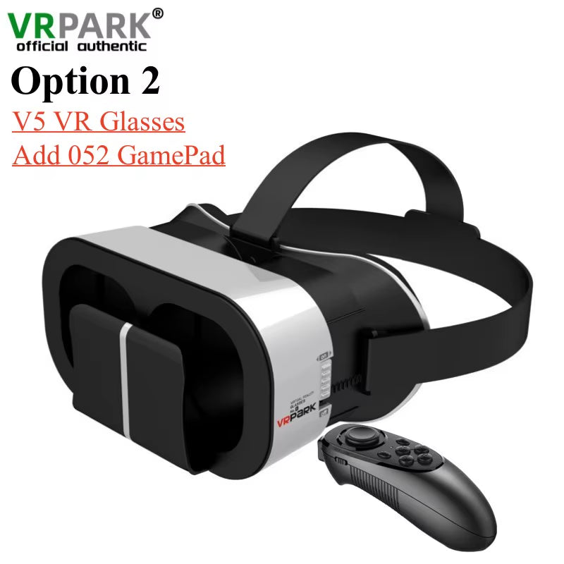 V5 4K Virtual Reality VR Glasses IMAX 3D Video Google Cardboard Box VR Headset Helmet for Max 6.7" Phone,Support Game Controller
