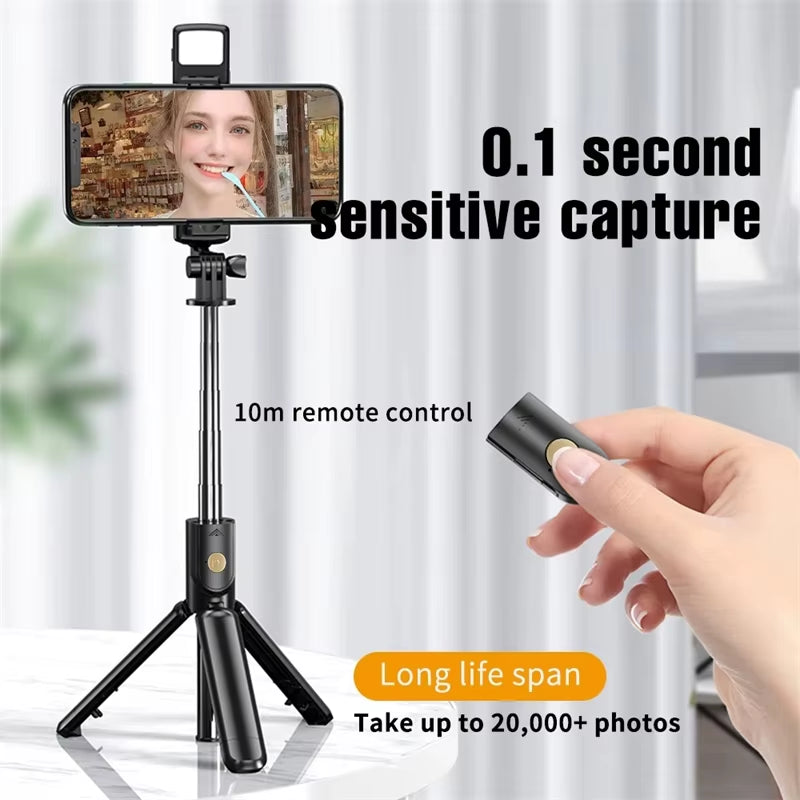 Selfie Stick Wireless Tripod Stand with Light Bluetooth Remote Extendable Tripod for Iphone Mobile Phone Tiktok Live Streaming