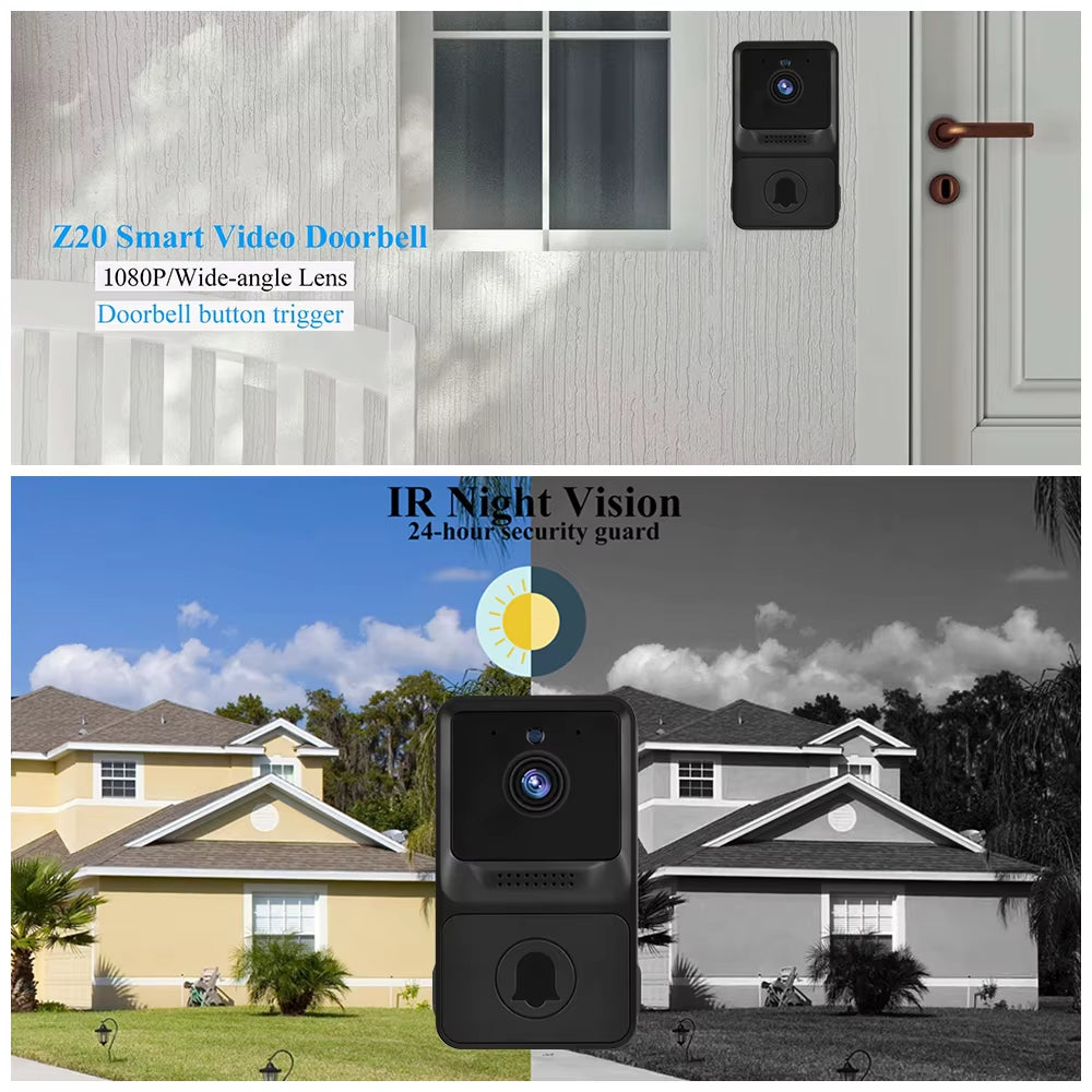 HD High Resolution Visual Smart Security Doorbell Camera Wireless Video Doorbell with IR Night Vision Real-Time Monitoring