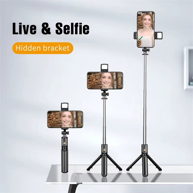 Selfie Stick Wireless Tripod Stand with Light Bluetooth Remote Extendable Tripod for Iphone Mobile Phone Tiktok Live Streaming