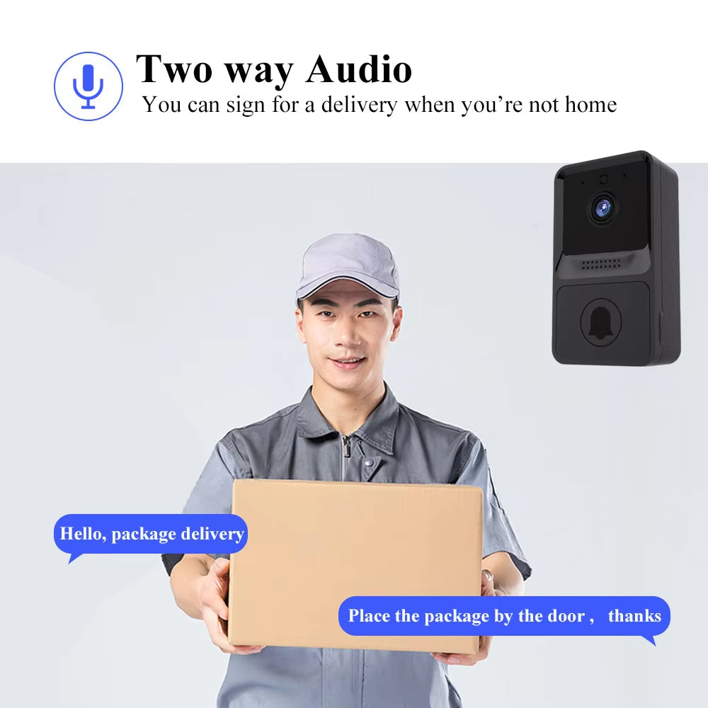 HD High Resolution Visual Smart Security Doorbell Camera Wireless Video Doorbell with IR Night Vision Real-Time Monitoring