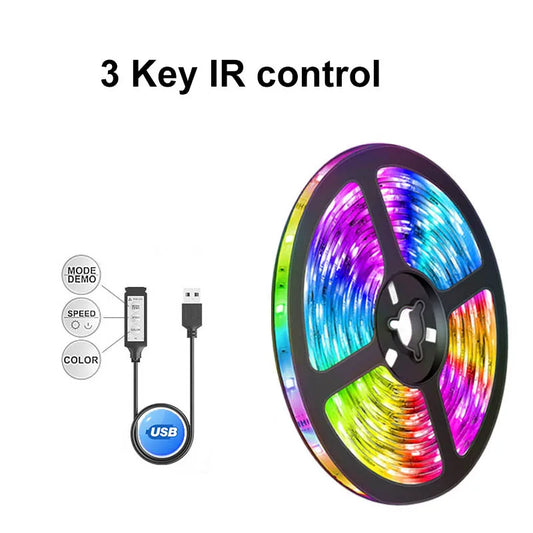 1M-30M USB LED Strip Light Bluetooth RGB 5050 5V RGB Lights Flexible LED Lamp Tape Ribbon TV Desktop Screen Backlight Diode Tape