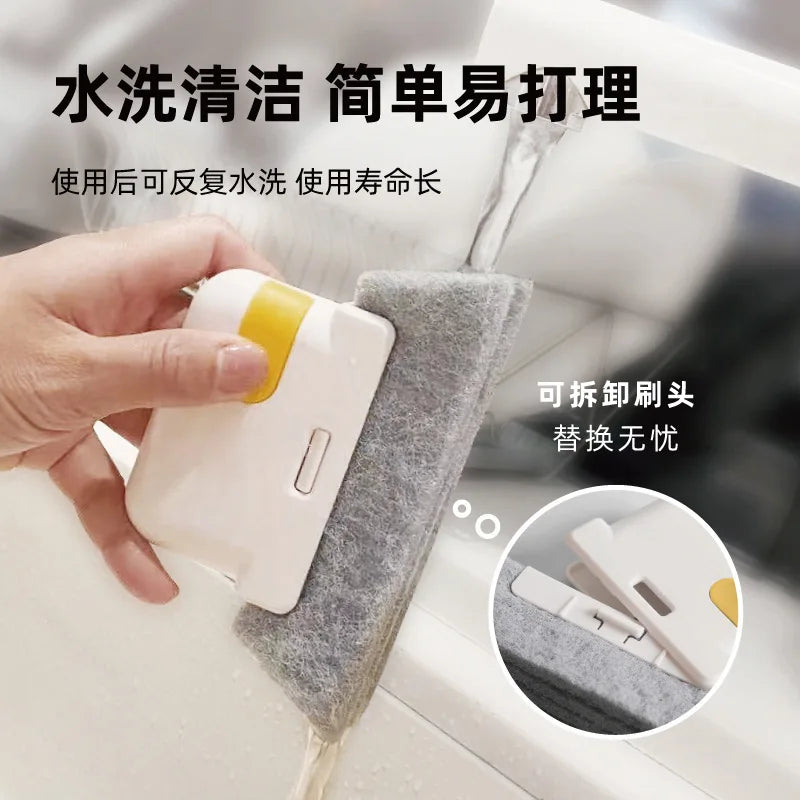 2 in 1 Groove Cleaning Tool Window Frame Door Groove Cleaning Brush Sliding Door Track Cleaning Tools Hand-Held Crevice Cleaner