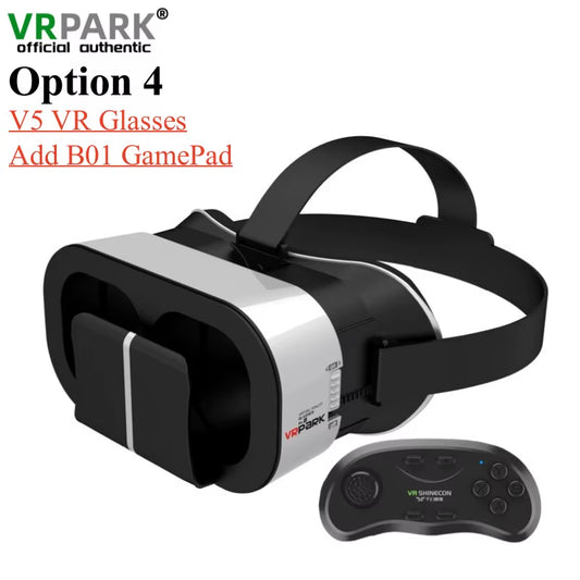 V5 4K Virtual Reality VR Glasses IMAX 3D Video Google Cardboard Box VR Headset Helmet for Max 6.7" Phone,Support Game Controller