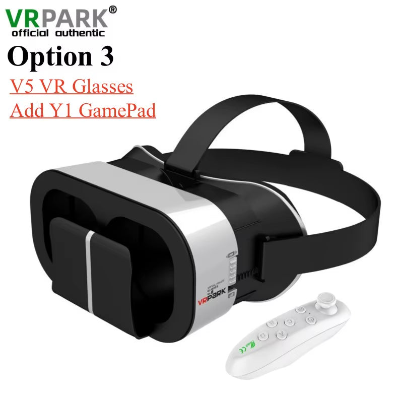 V5 4K Virtual Reality VR Glasses IMAX 3D Video Google Cardboard Box VR Headset Helmet for Max 6.7" Phone,Support Game Controller
