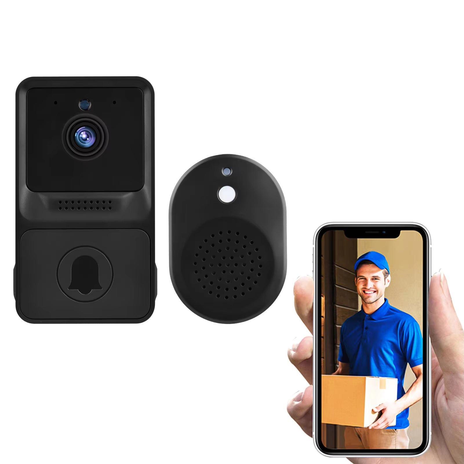 HD High Resolution Visual Smart Security Doorbell Camera Wireless Video Doorbell with IR Night Vision Real-Time Monitoring